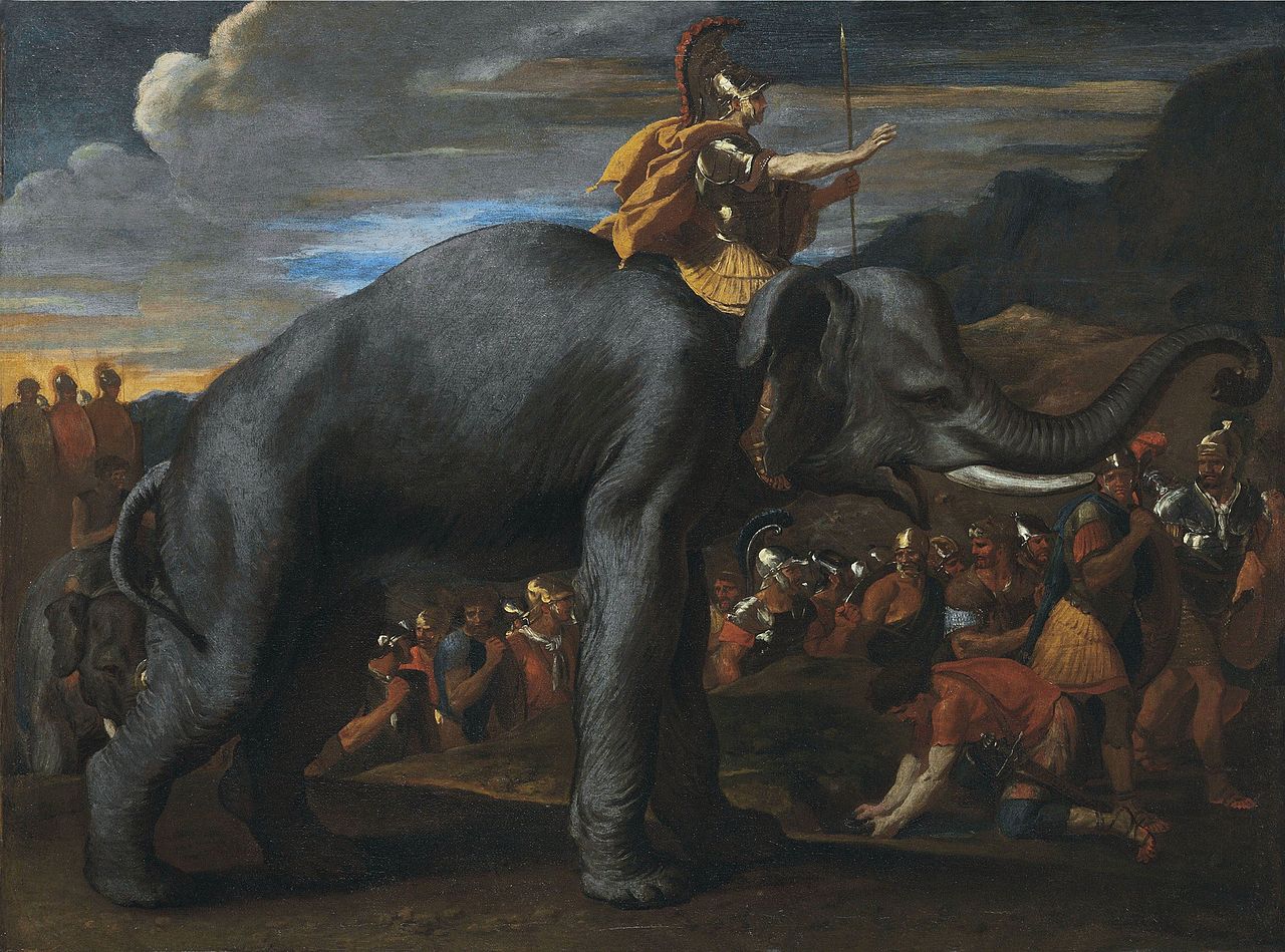 anibal cruzando los alpes en un elefante, de Nicolás Poussin