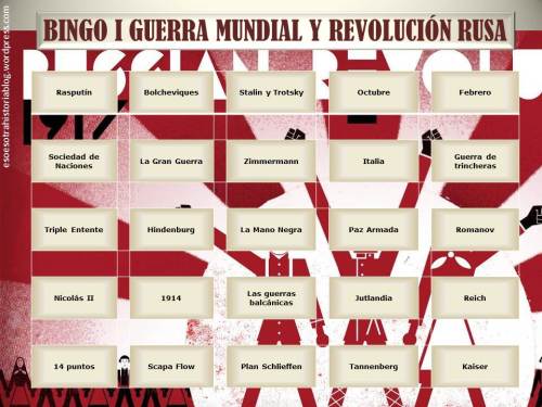 BINGO DE LA I GUERRA MUNDIAL Y LA REVOLUCIÓN RUSA – ESO ES OTRA HISTORIA